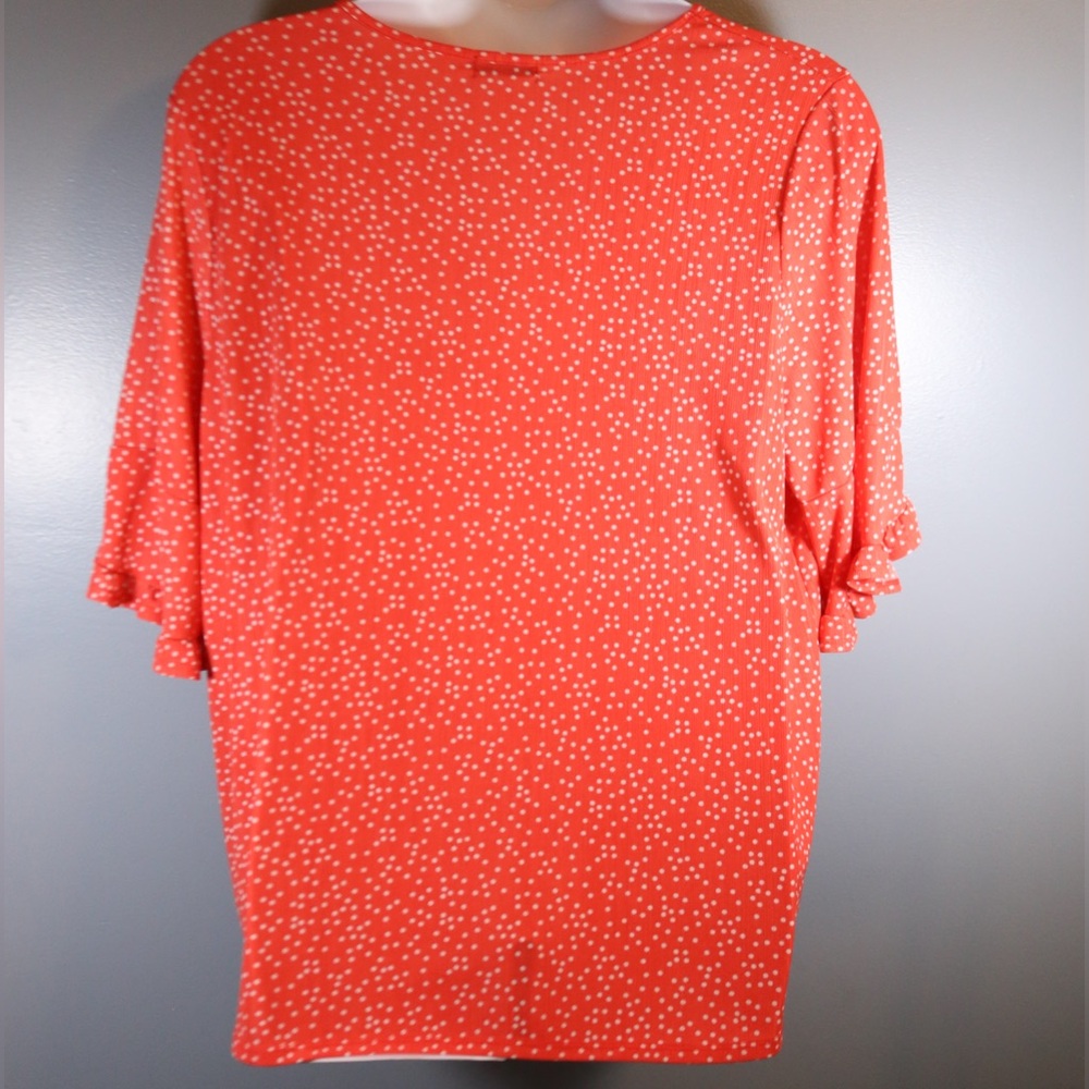 CURE Coral Polka Dot Flutter Sleeve Top | 3XL - Picture 6 of 12